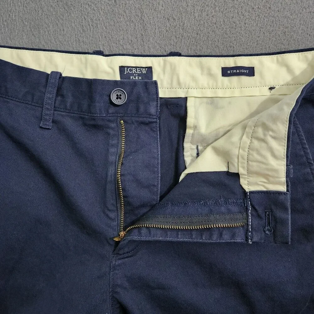 J. Crew Chino Pants Men 33X30 (34X29) Navy Flex Straight Leg